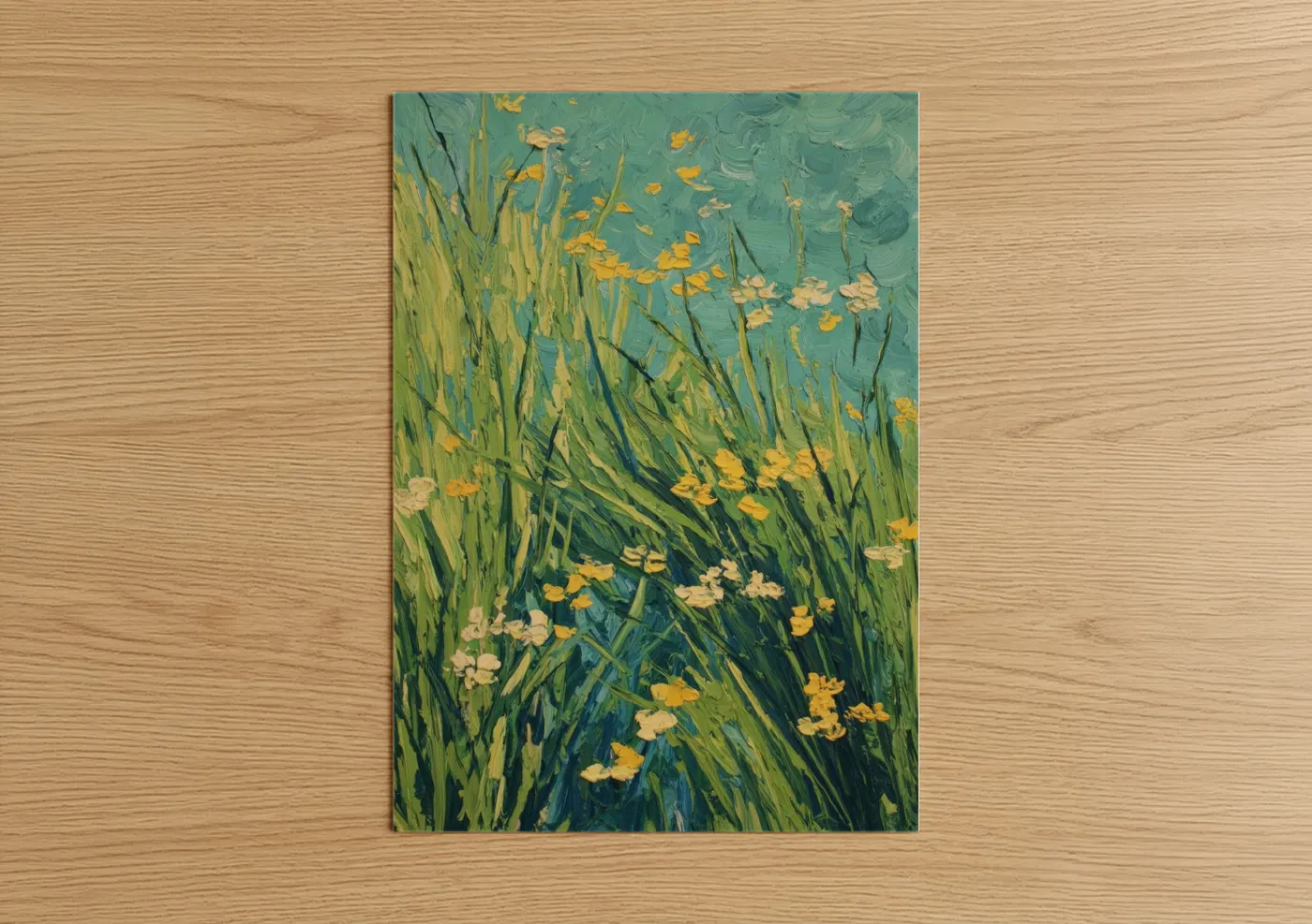 Golden Wildflower Grass Painting Wall Art
