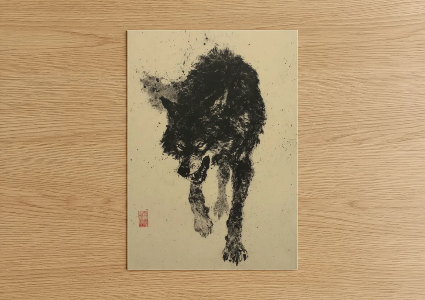 Prowling Wolf Black and White Wall Art