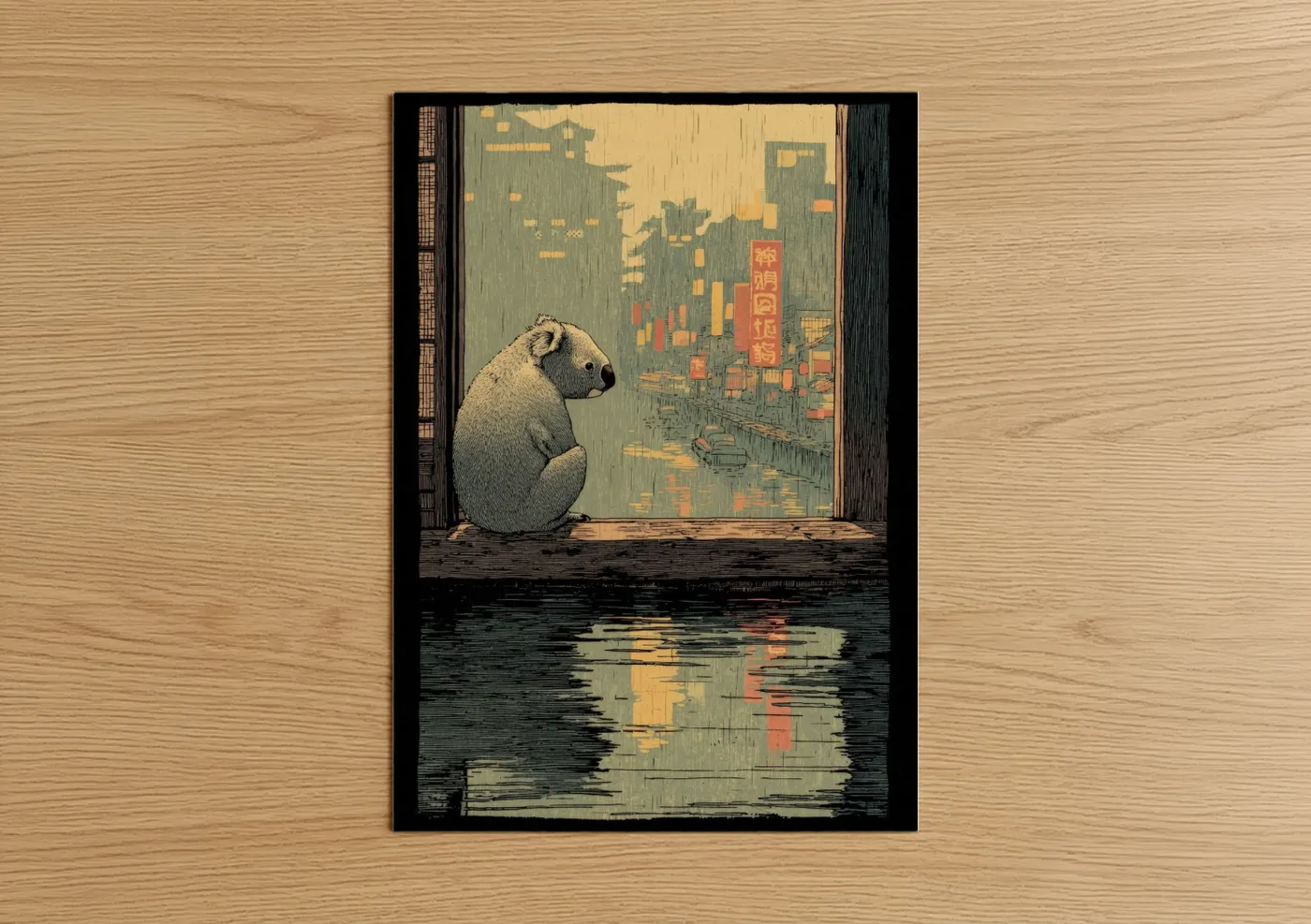 Urban Koala Japanese Woodblock Wall Art