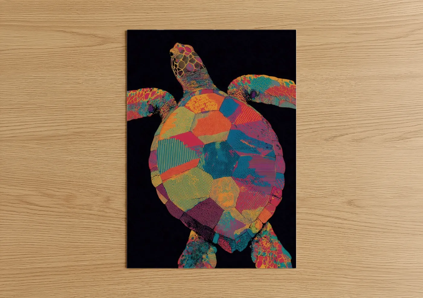 Colorful Sea Turtle Abstract Wall Art