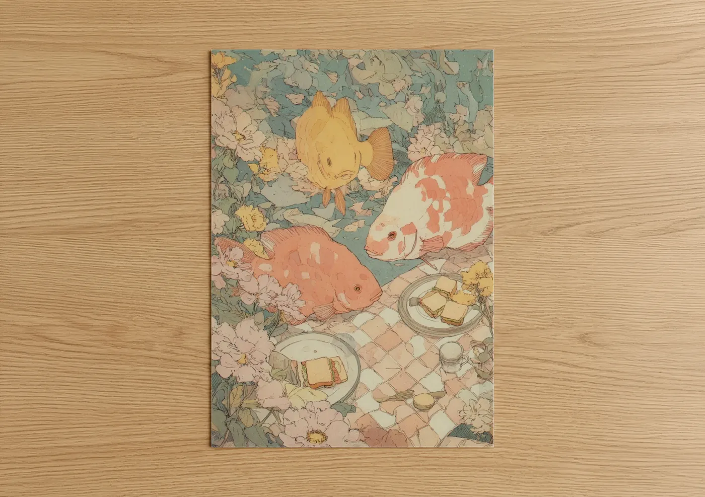 Whimsical Discus Fish Picnic Wall Art