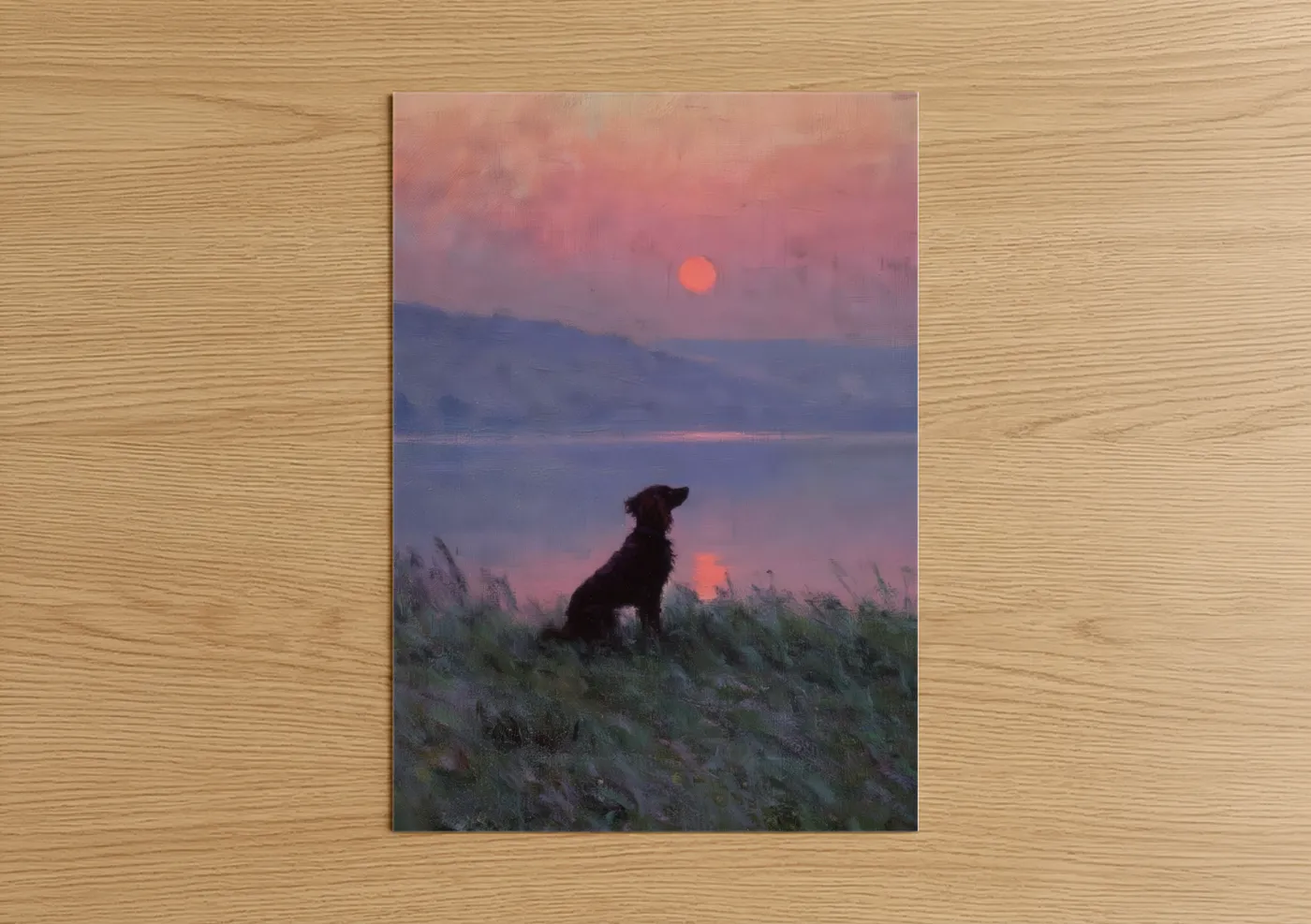 Spaniel Sunset Landscape Oil Painting Wall Art