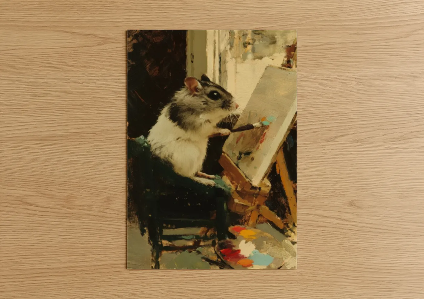 Artistic Gerbil Painting Studio Wall Art