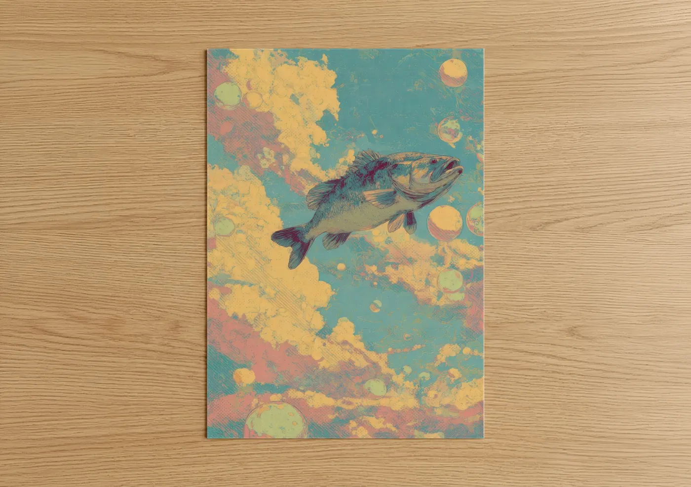 Dreaming Bass Retro Pop Art Print Wall Art