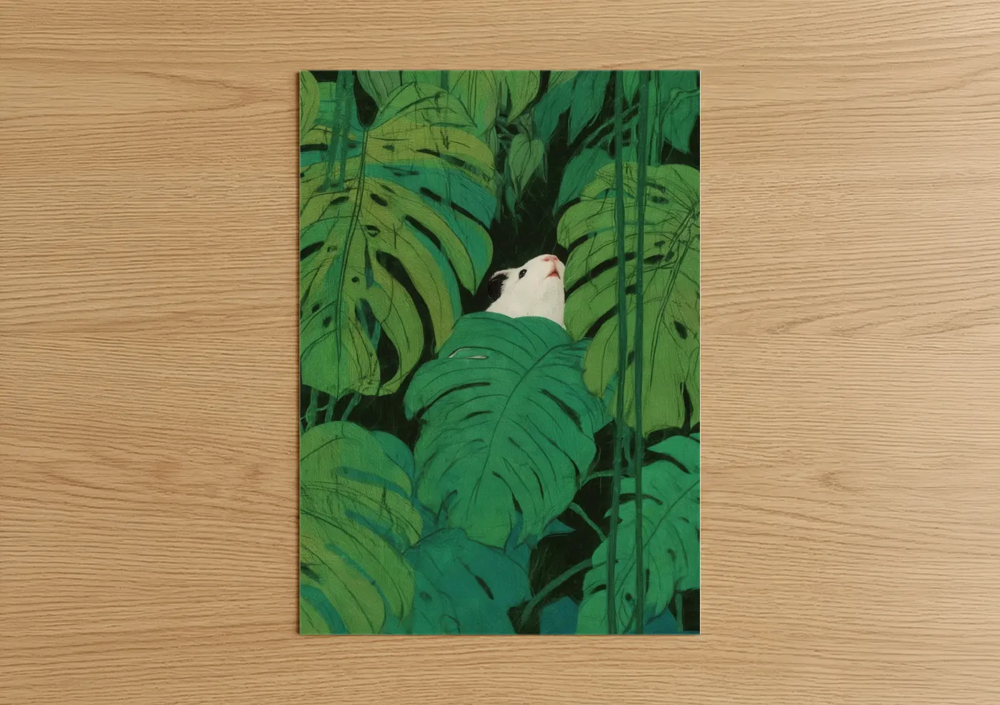 White Guinea Pig Monstera Leaves Wall Art