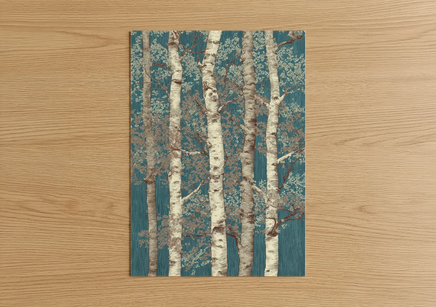 Serene Birch Forest Wallpaper Design Wall Art