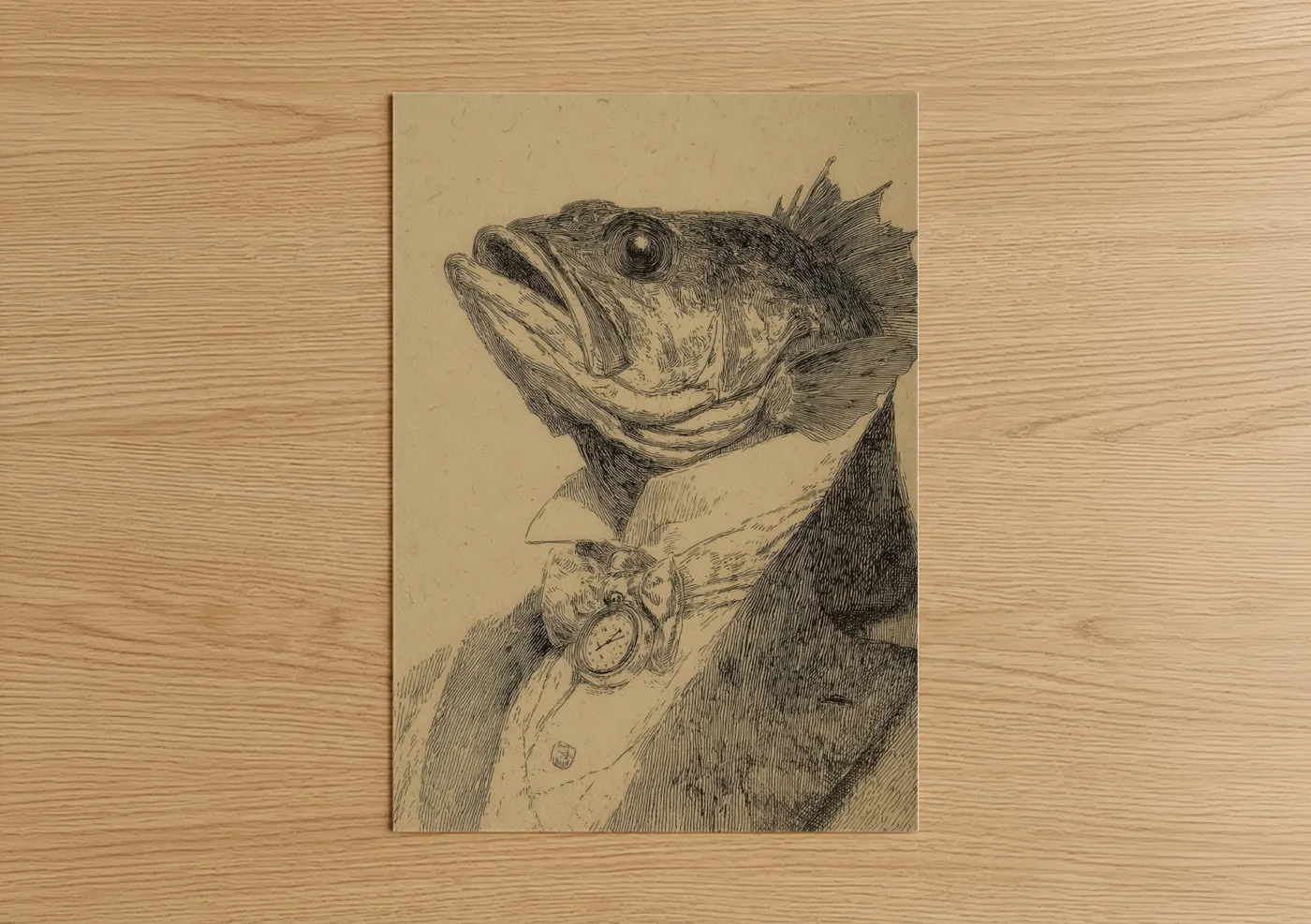 Gentleman Snook Vintage Etching Wall Art
