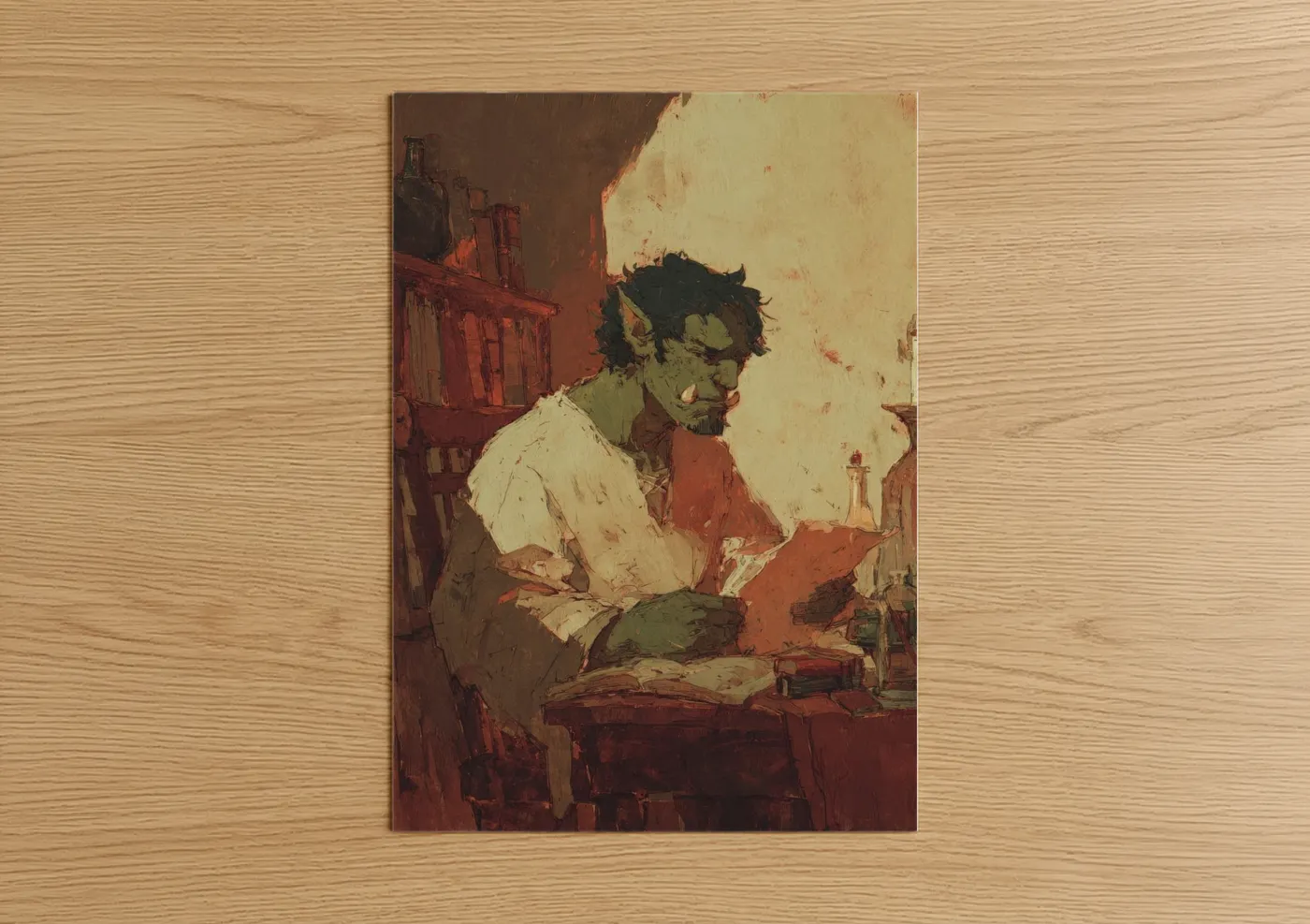 Contemplative Orc Character Wall Art