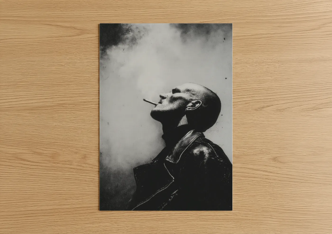 Moody Black and White Smoking Portrait Wall Art
