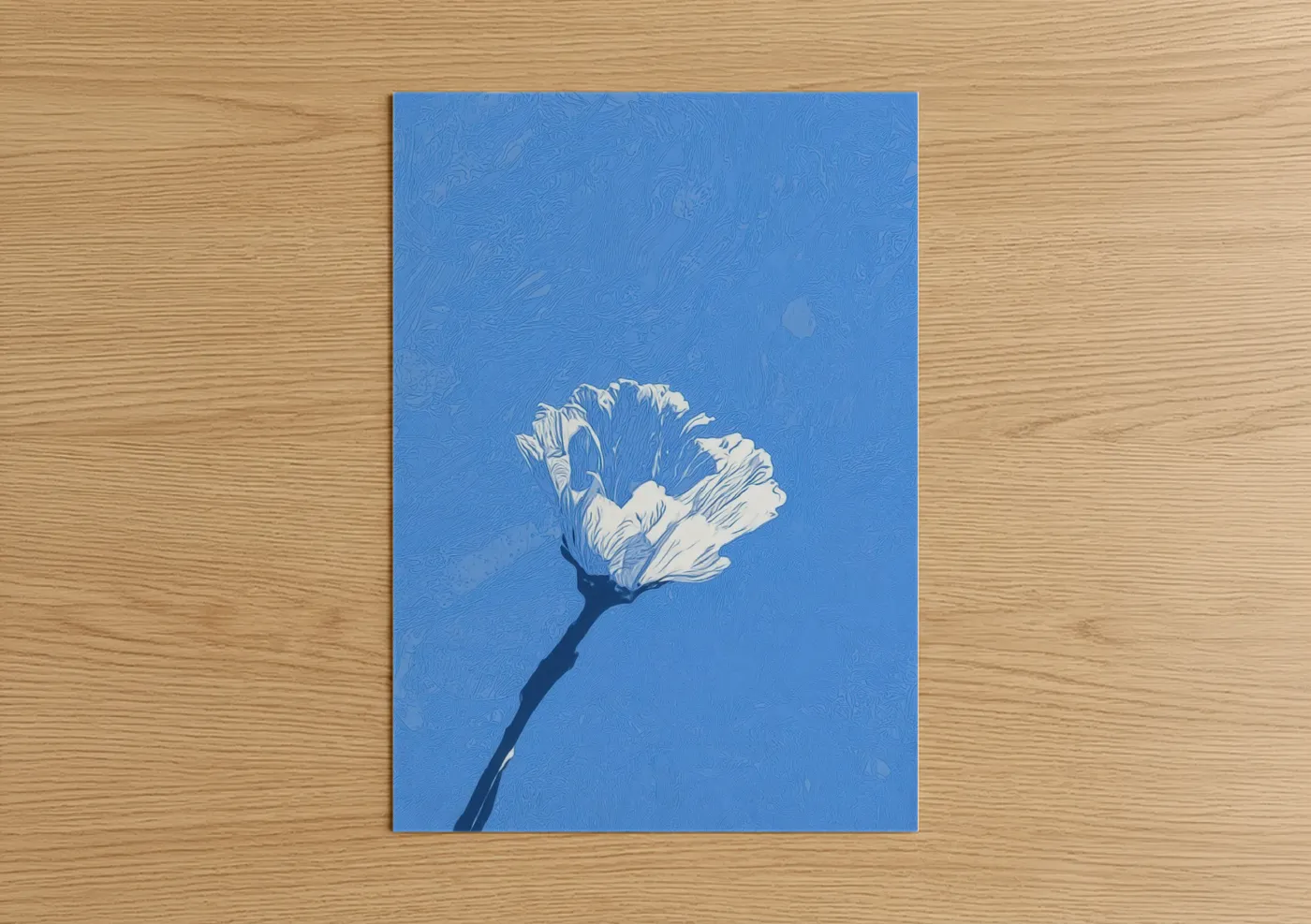 Azure Blossom Abstract Flower Wall Art
