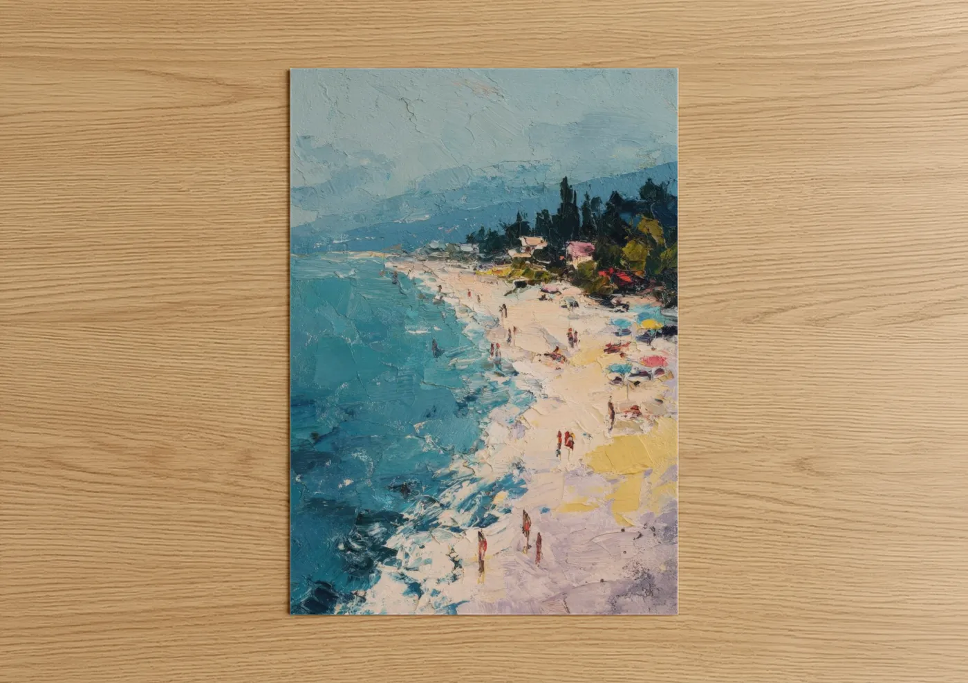 Colorful Beach Scene Summer Impressionism Wall Art