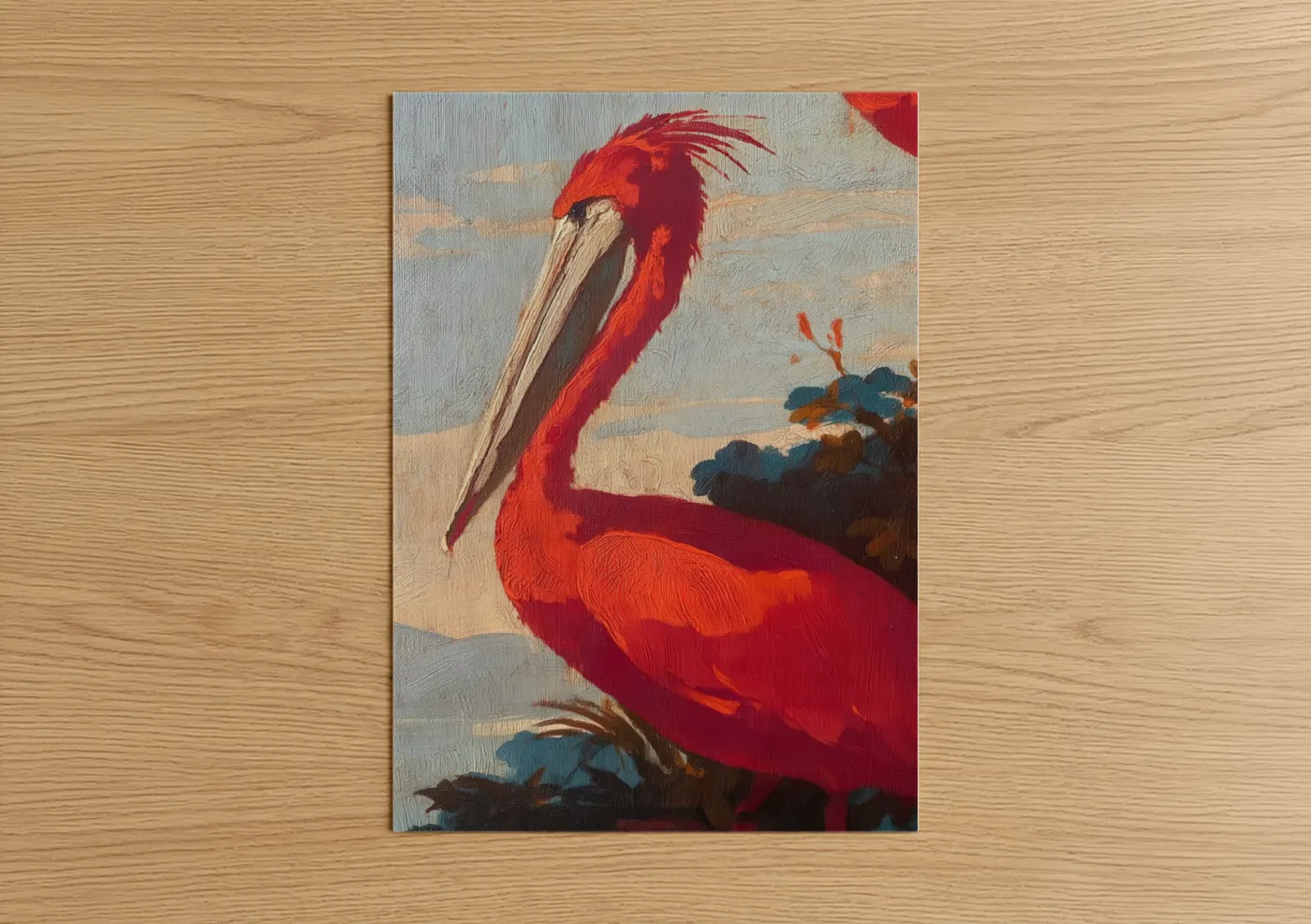 Crimson Pelican Oil Painting Safari Wall Art