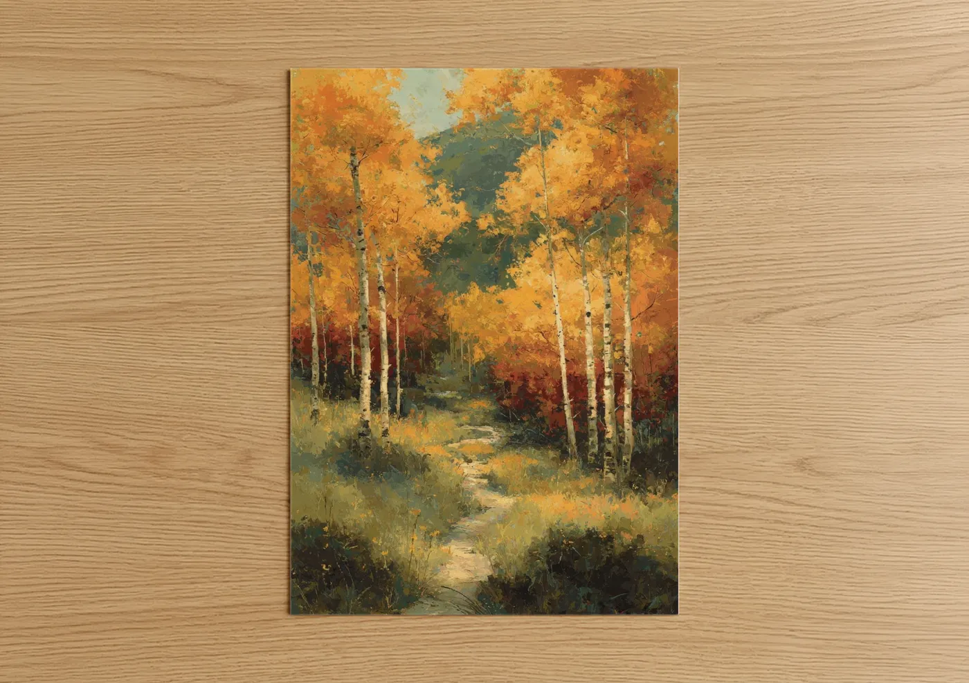 Golden Aspen Forest Autumn Landscape Wall Art