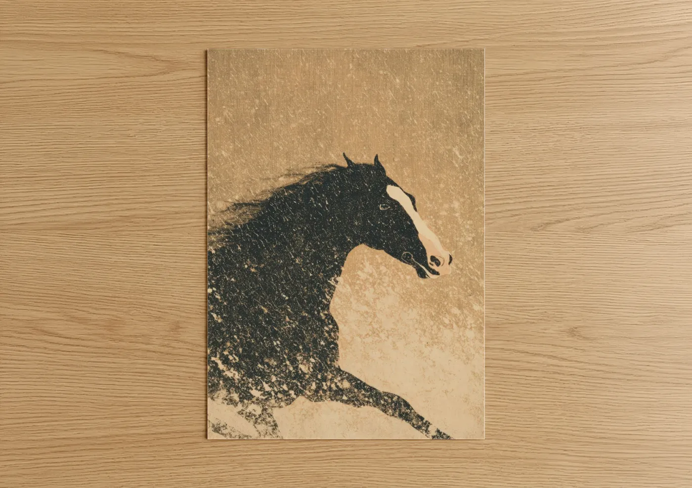 Black Stallion Portrait Horse Racing Wall Art