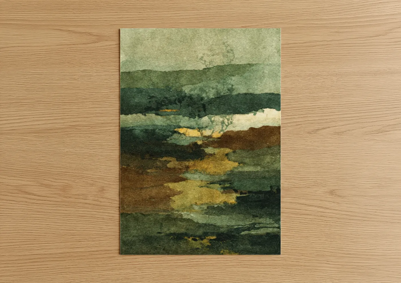 Olive Tree Watercolor Landscape Wall Art