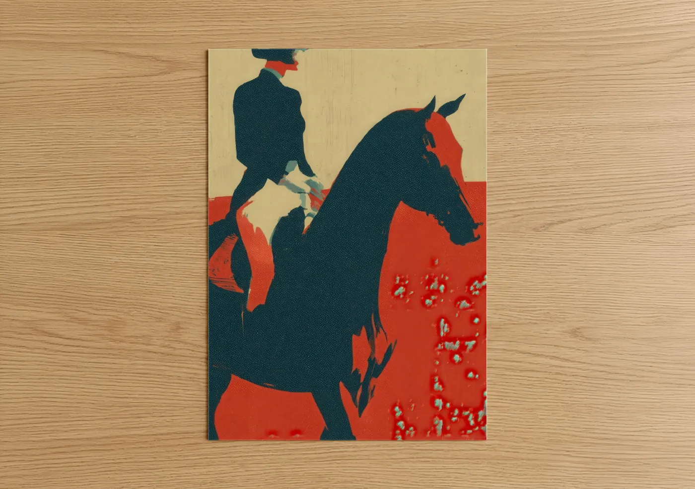 Vintage Horse Racing Jockey Red Wall Art