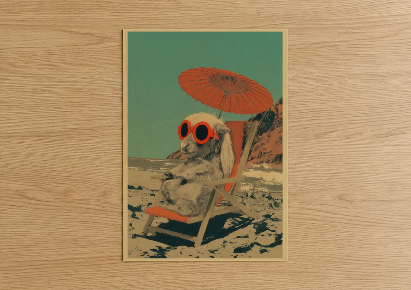Miniature Horse Beach Vacation Retro Wall Art