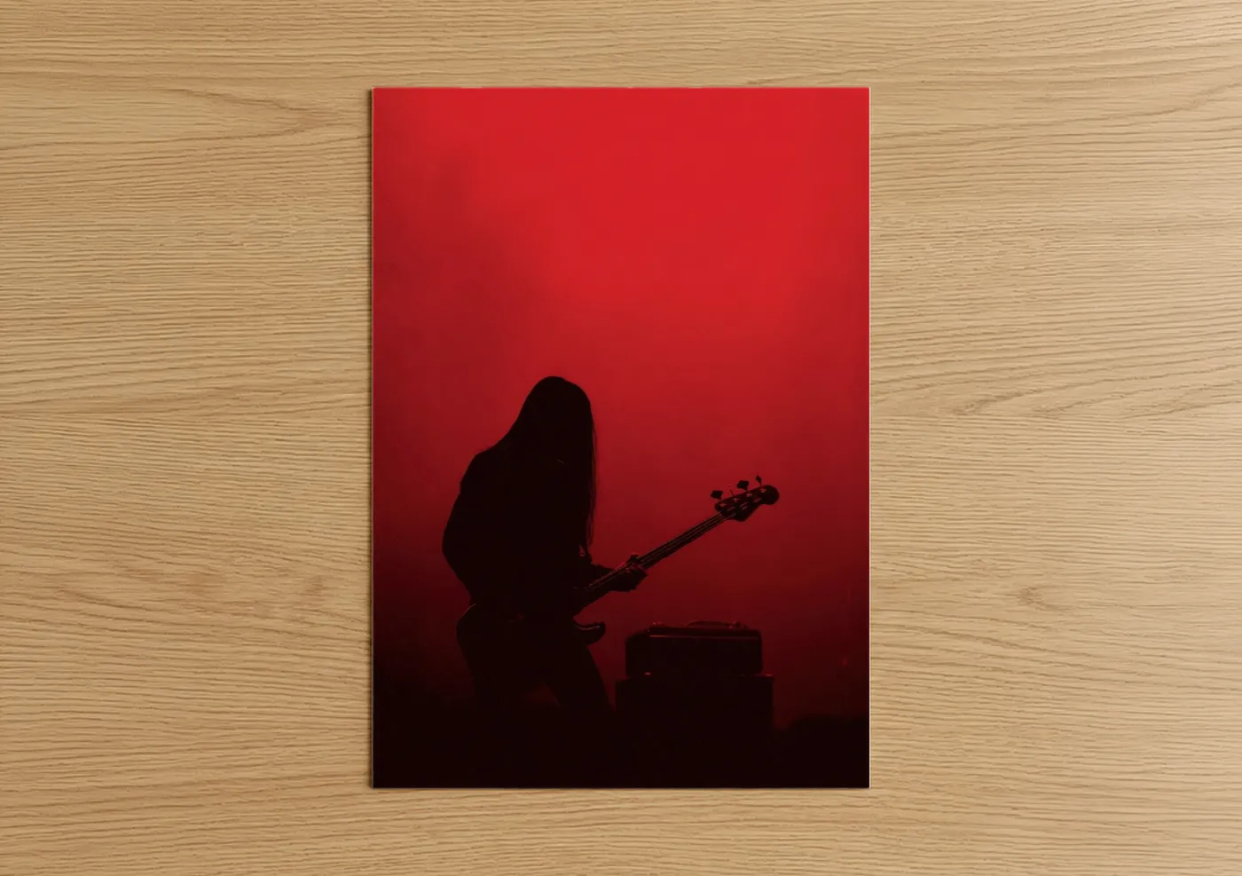 Death Metal Guitarist Red Silhouette Wall Art