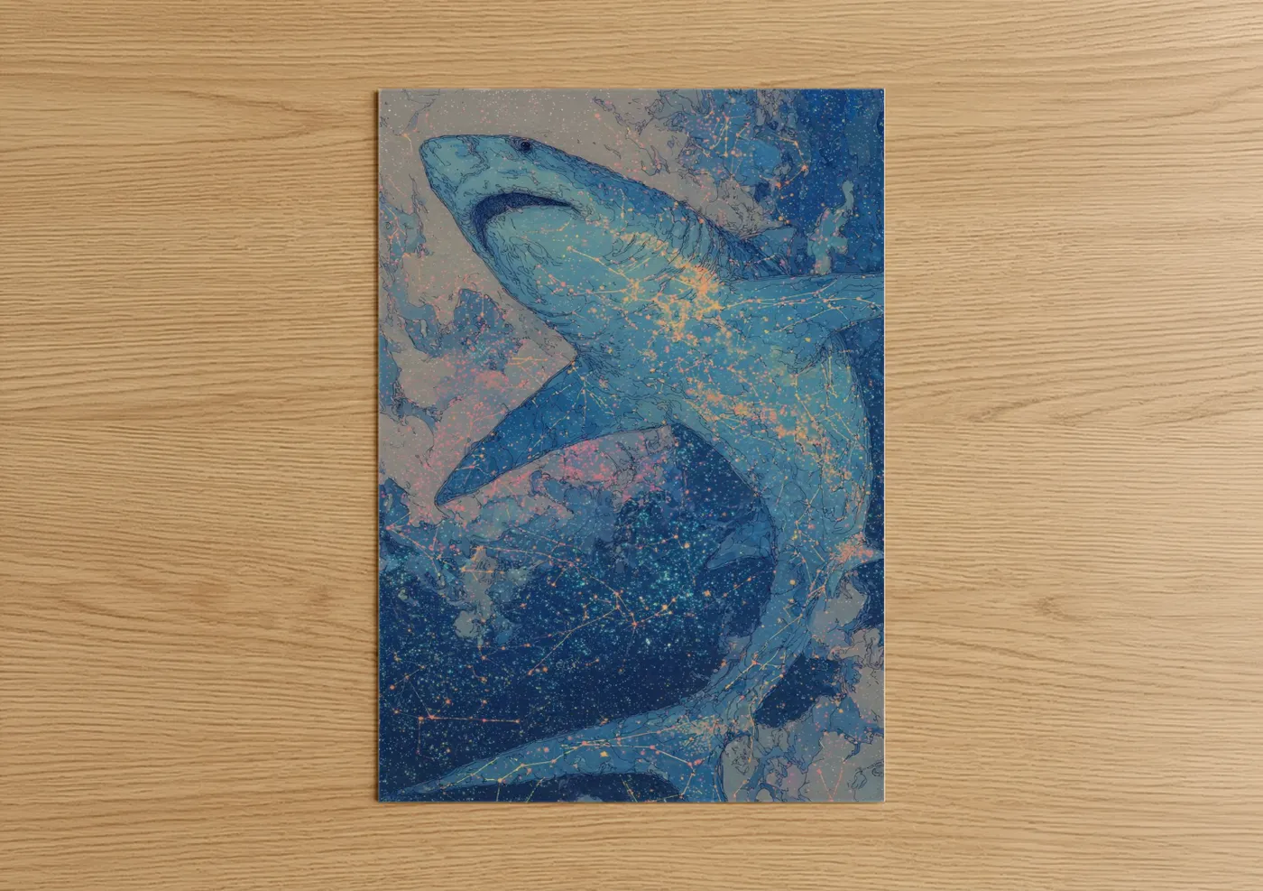 Celestial Basking Shark Cosmic Wall Art