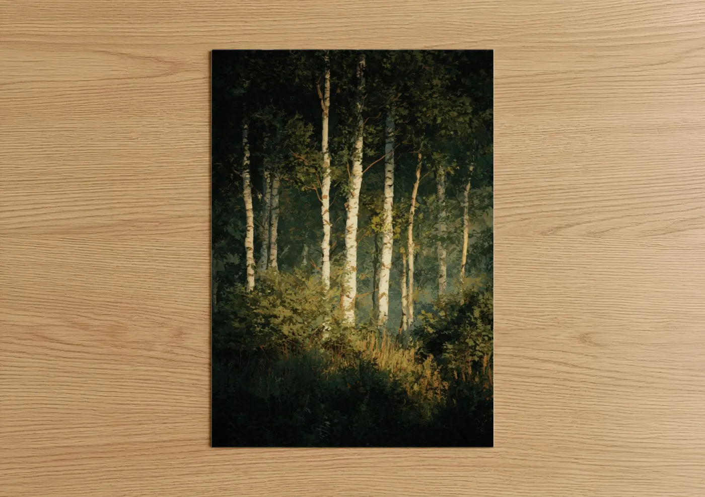 Golden Birch Forest Landscape Wall Art