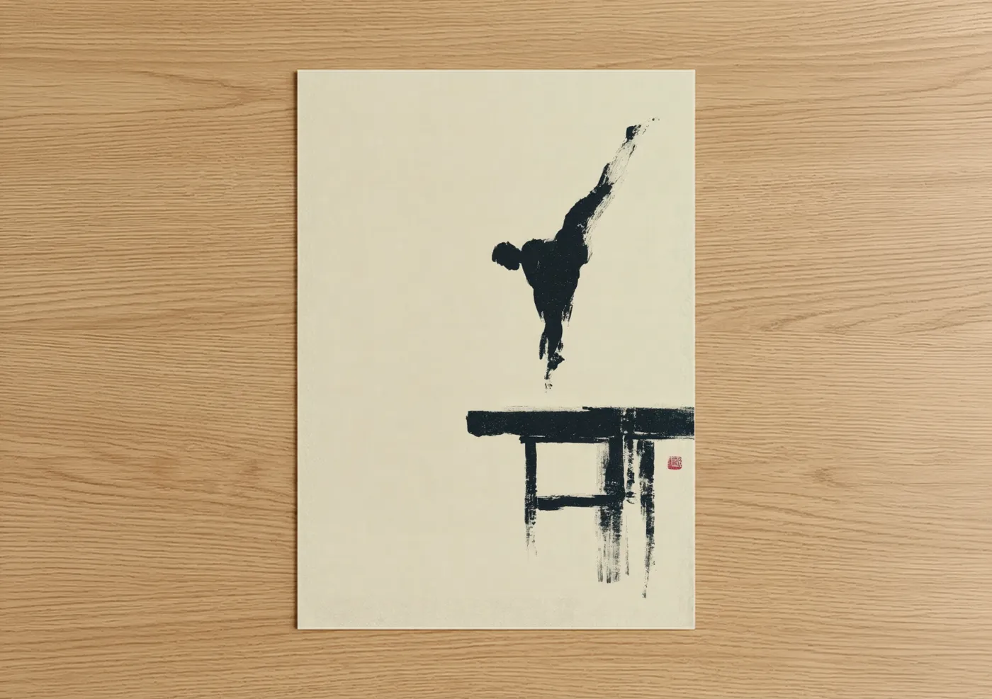 Handstand Gymnast Minimalist Black Wall Art