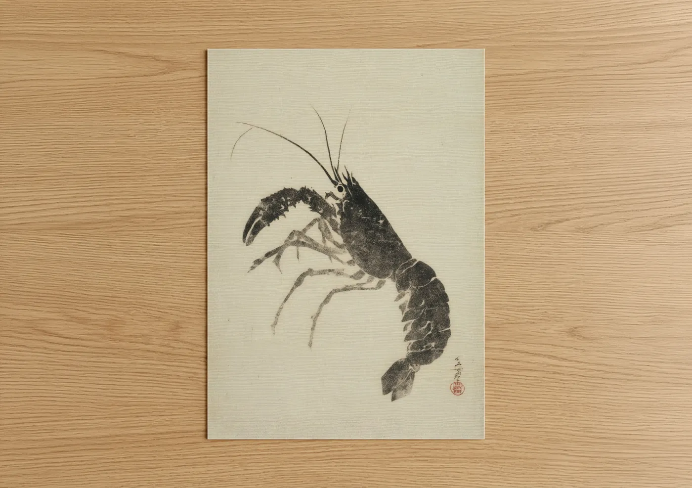 Vintage Crayfish Scientific Illustration Wall Art