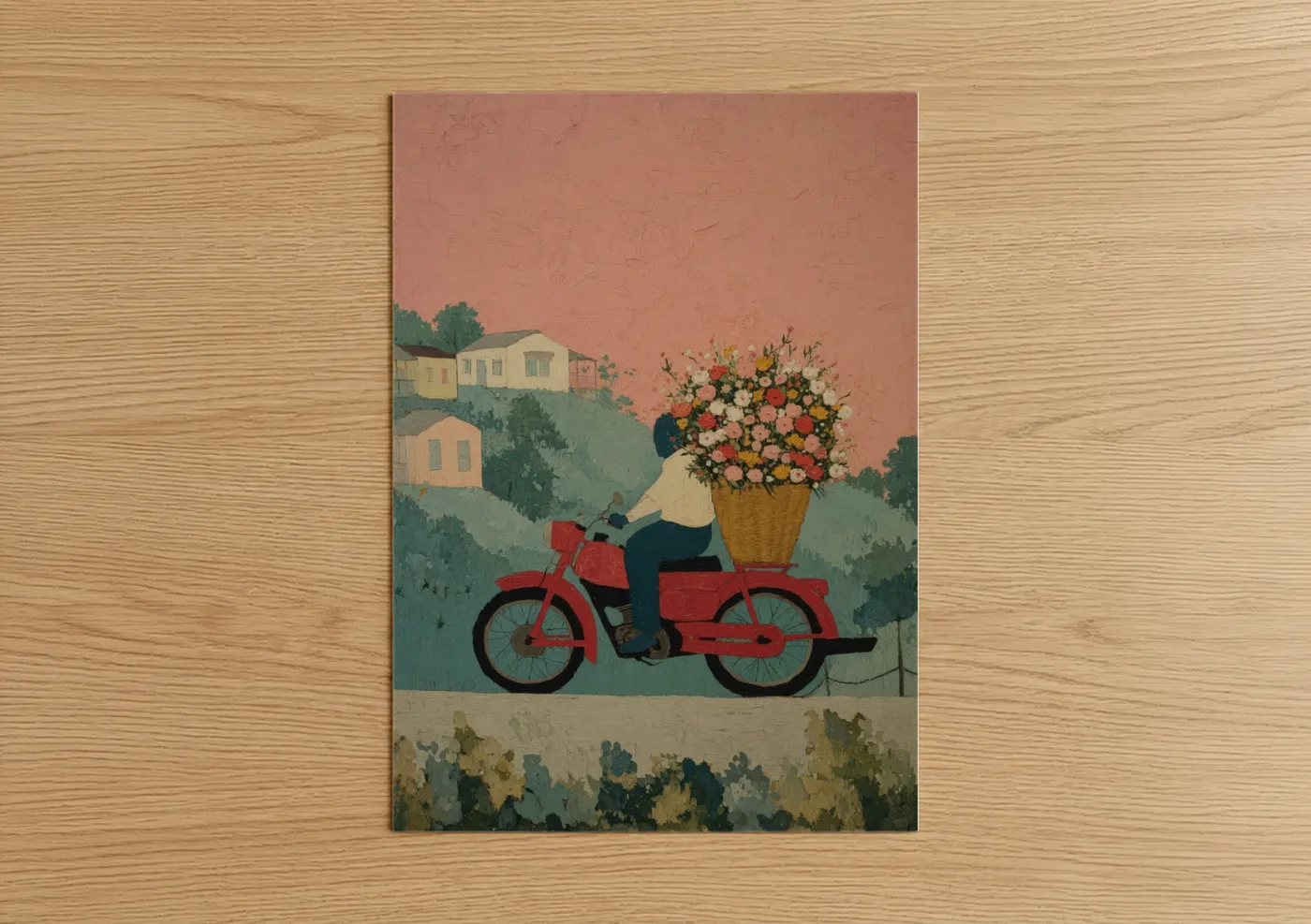 Vintage Motorcycle Floral Delivery Wall Art