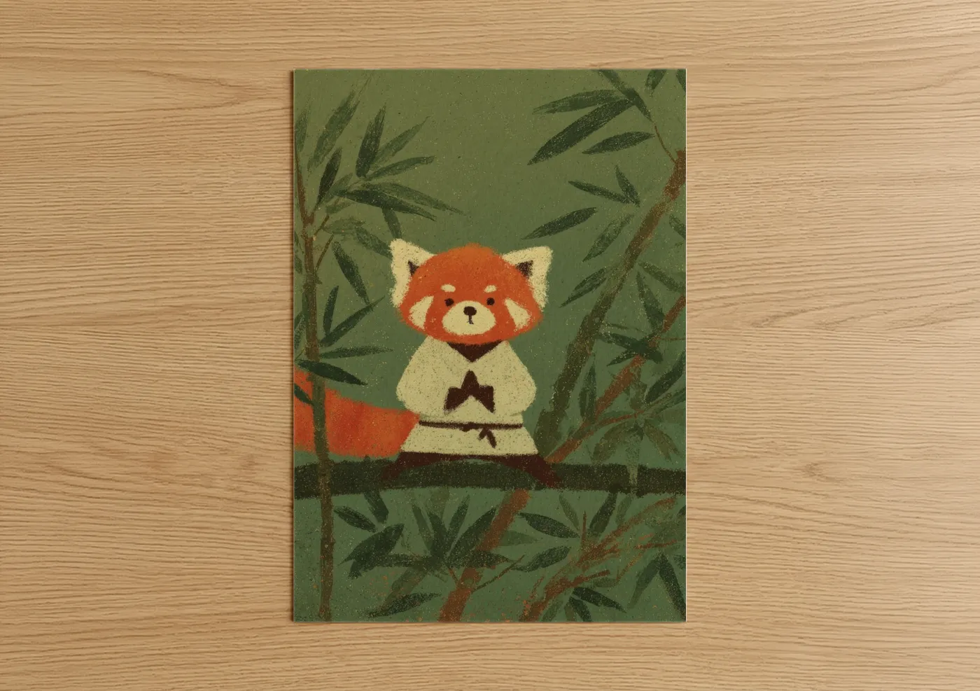 Red Panda Karate Warrior Bamboo Wall Art