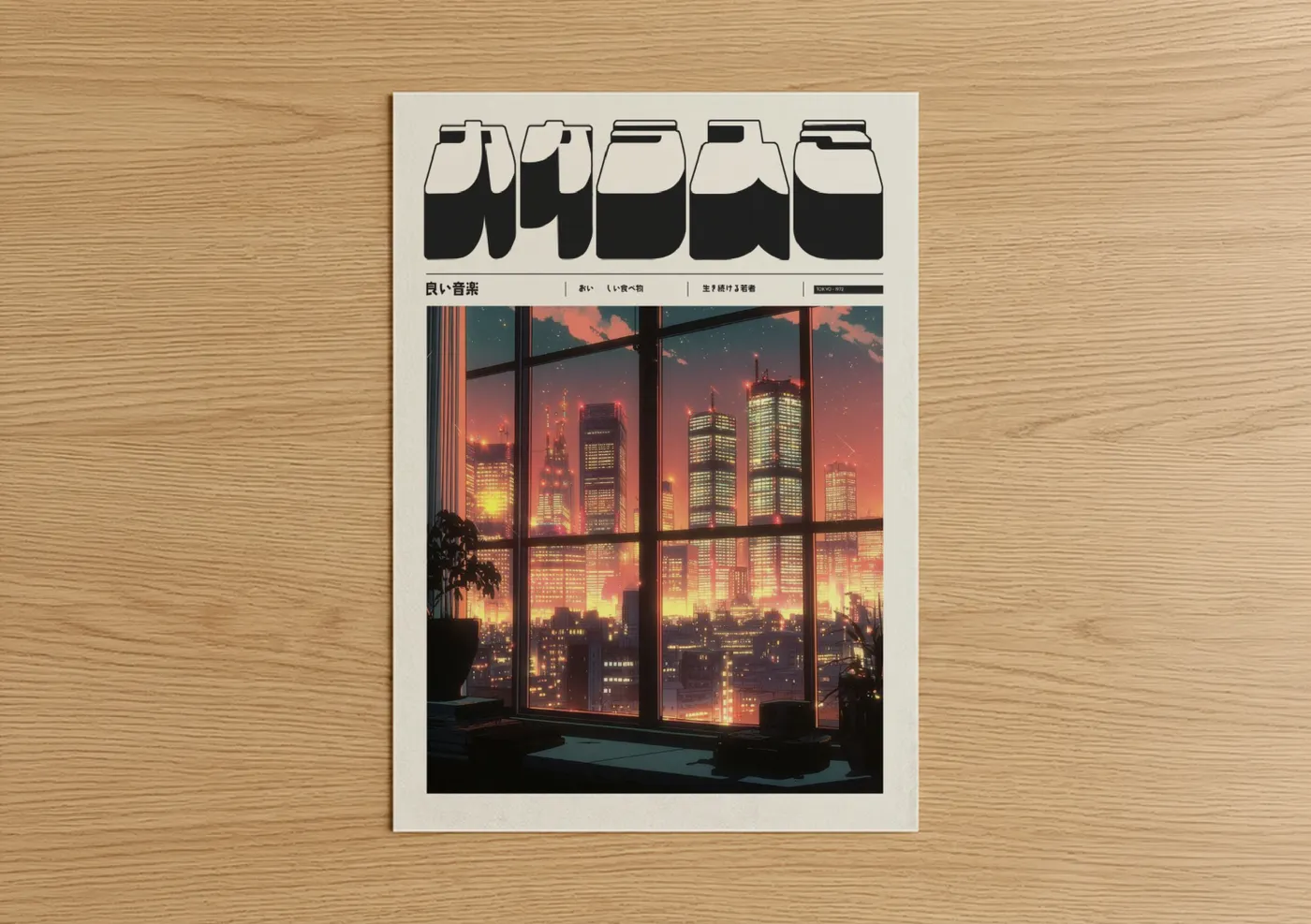 Neon City Sunset Anime Aesthetic Wall Art