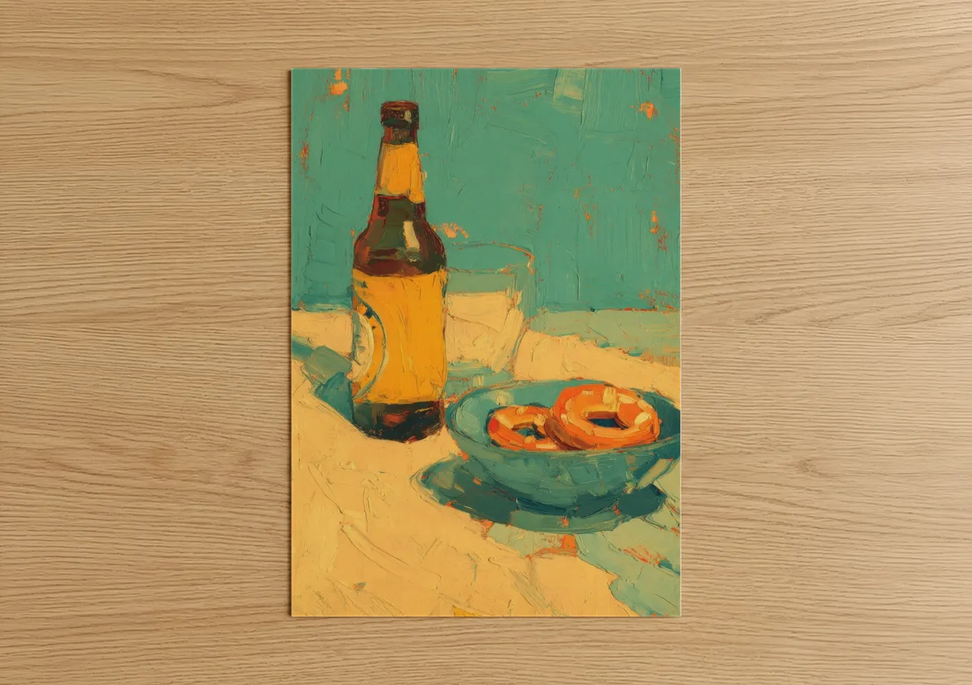 Golden Beer and Pretzels Impressionist Wall Art