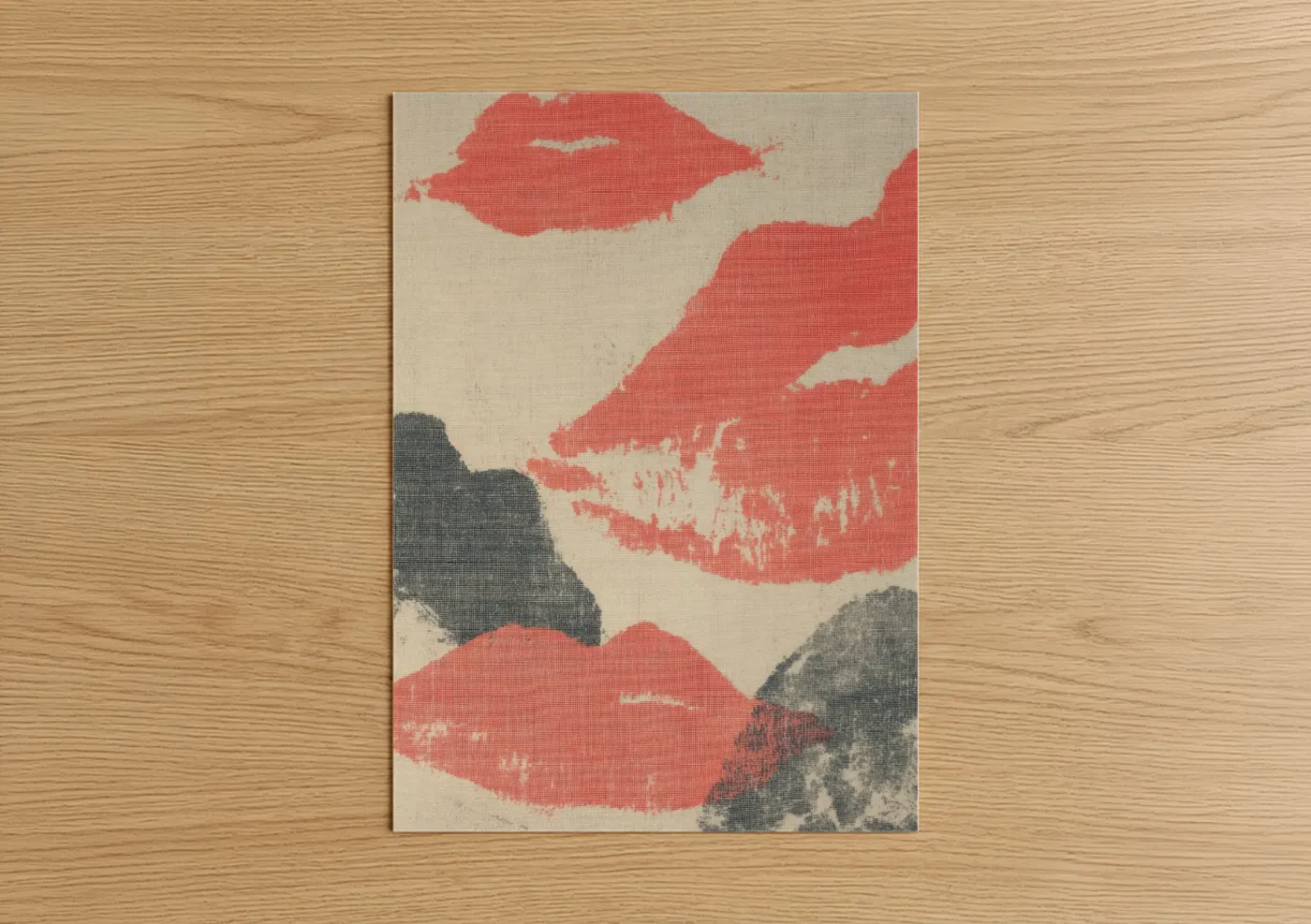 Crimson Lips Vintage Beauty Art Print Wall Art