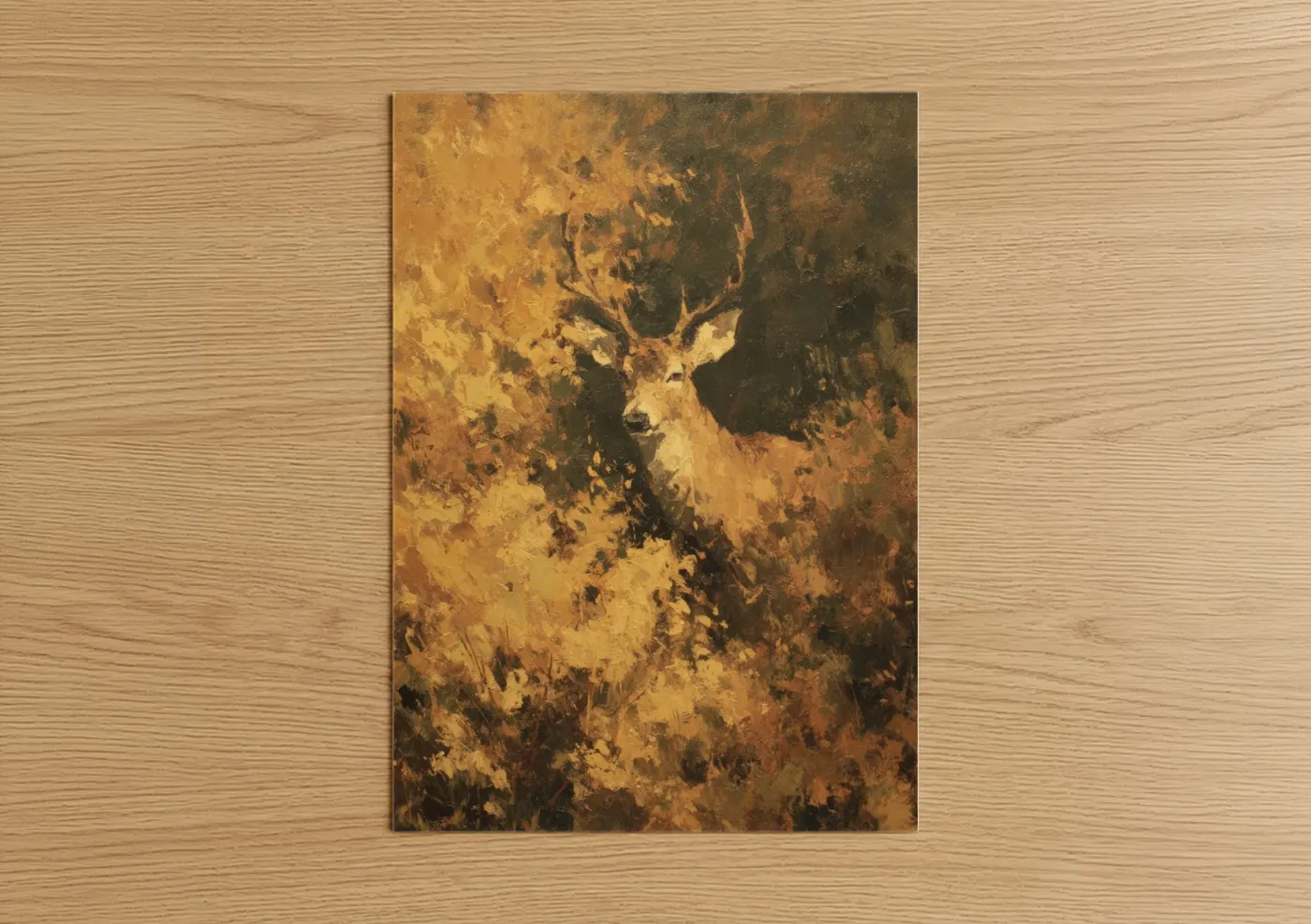 Golden Stag Hunting Wildlife Wall Art