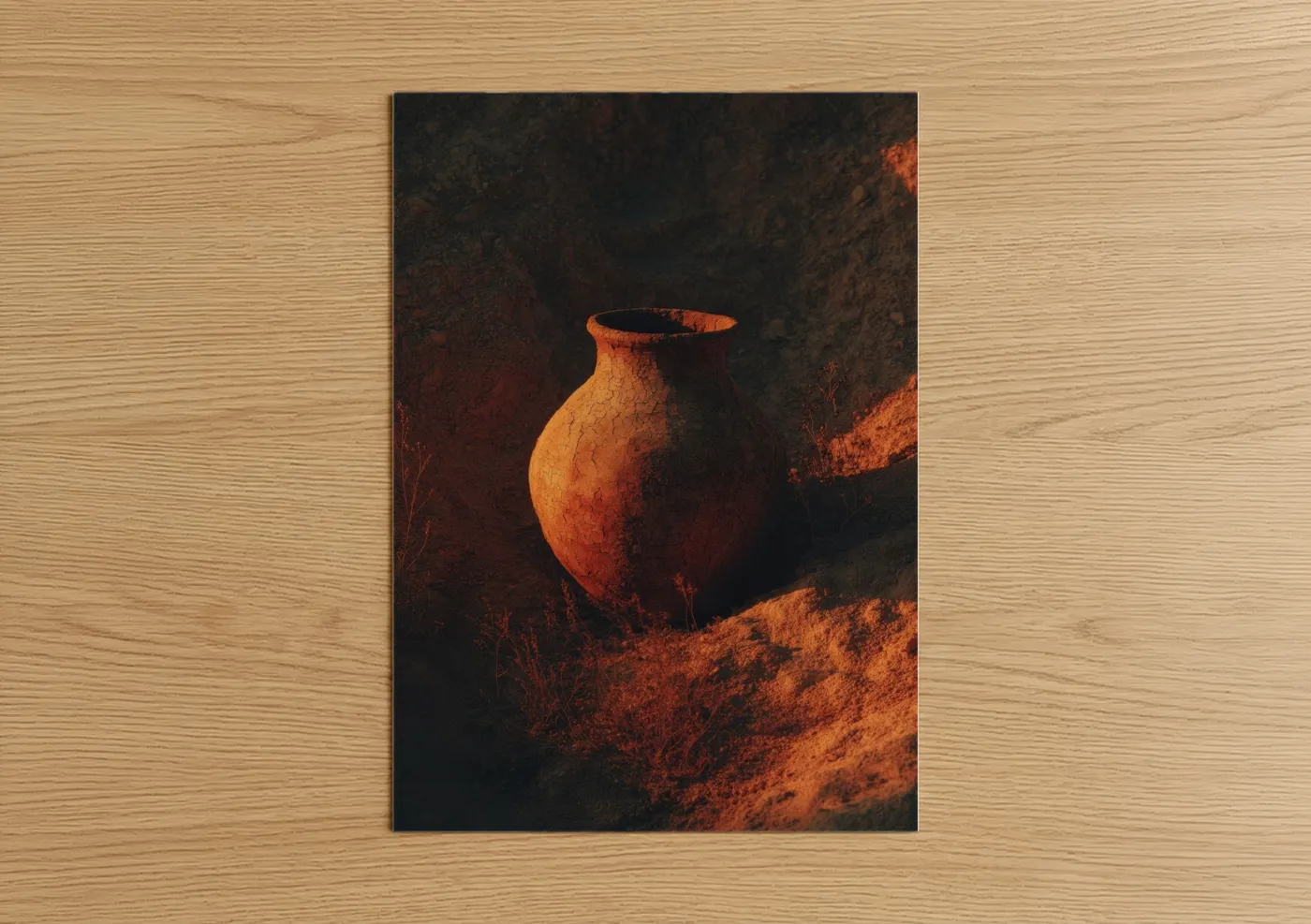 Terracotta Pottery Desert Sunset Wall Art