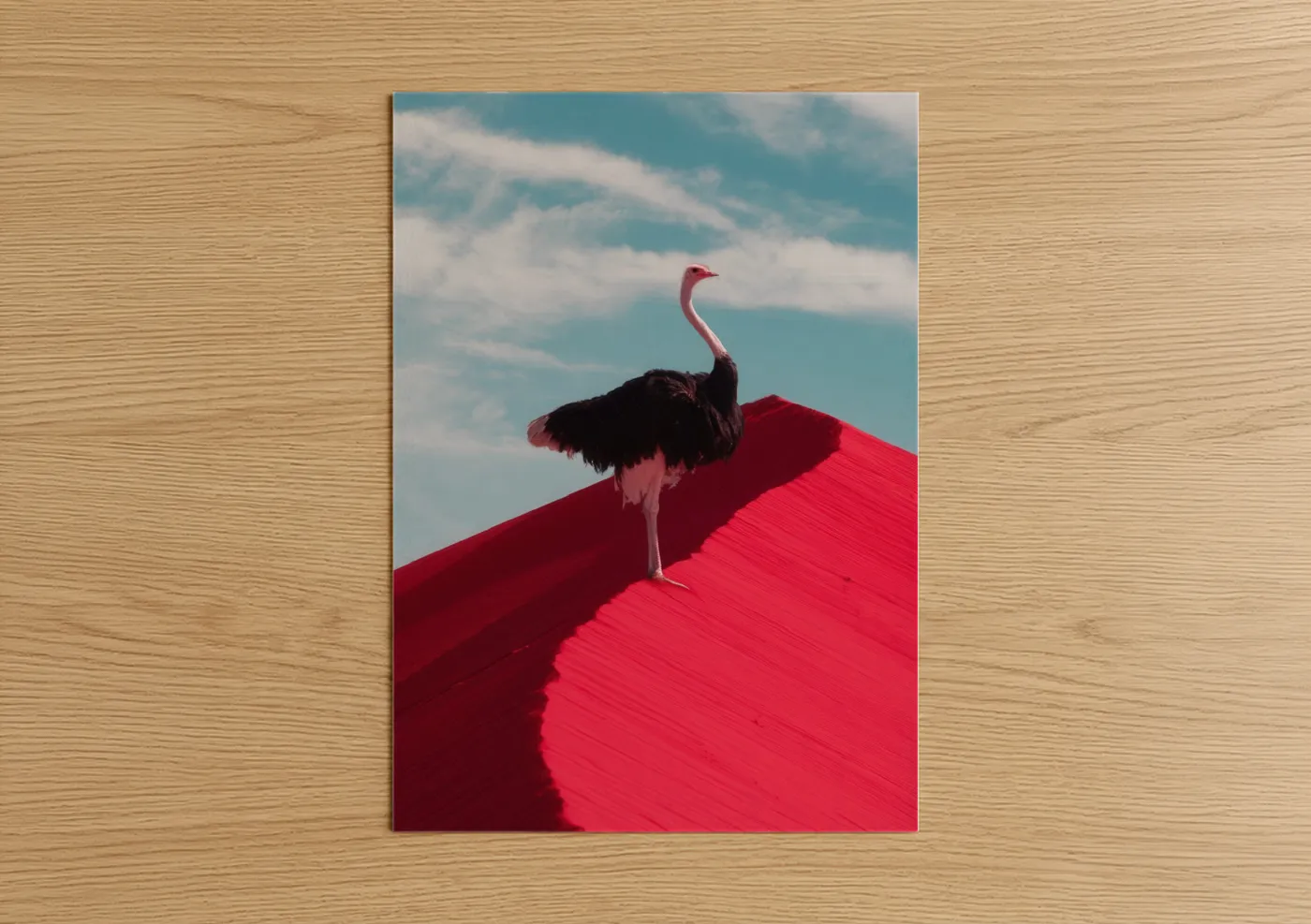 Red Roof Ostrich Modern Photography Wall Art