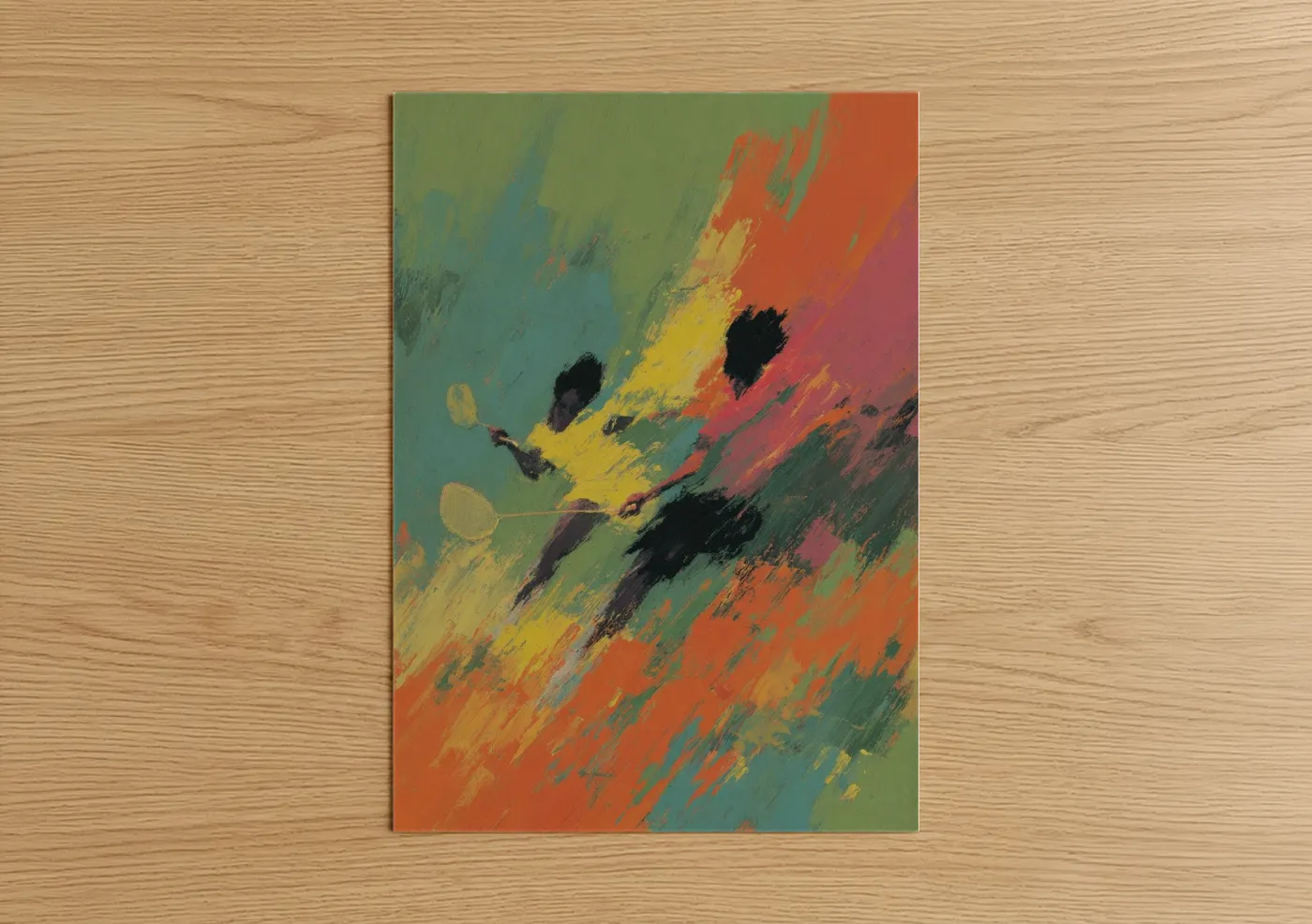 Dynamic Badminton Players Abstract Sport Wall Art