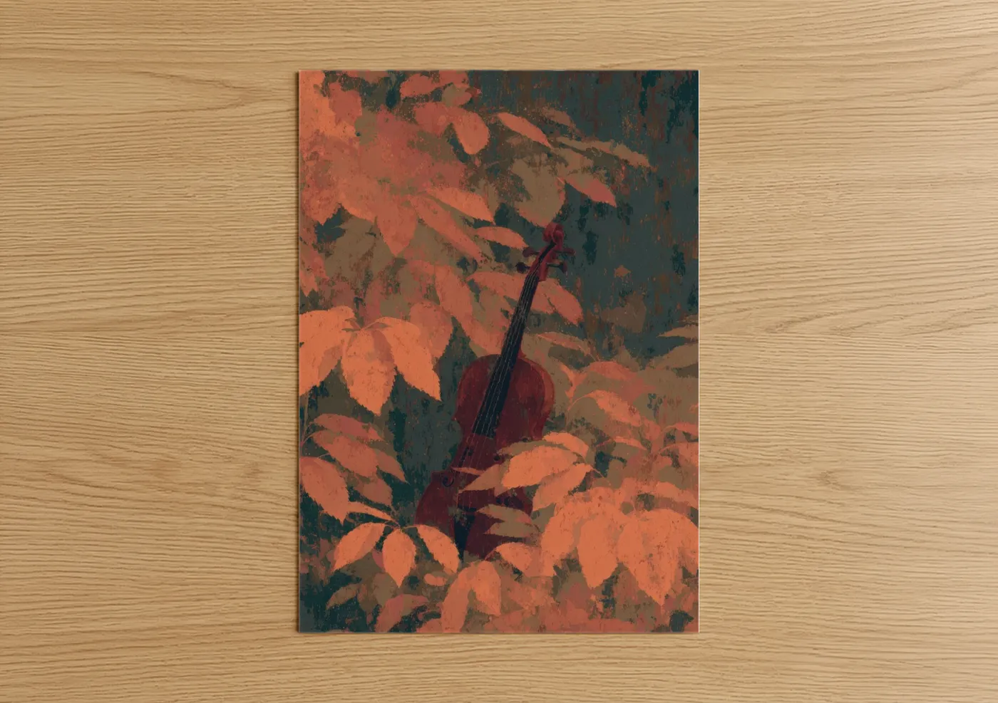 Autumn Violin Among Fall Leaves Wall Art