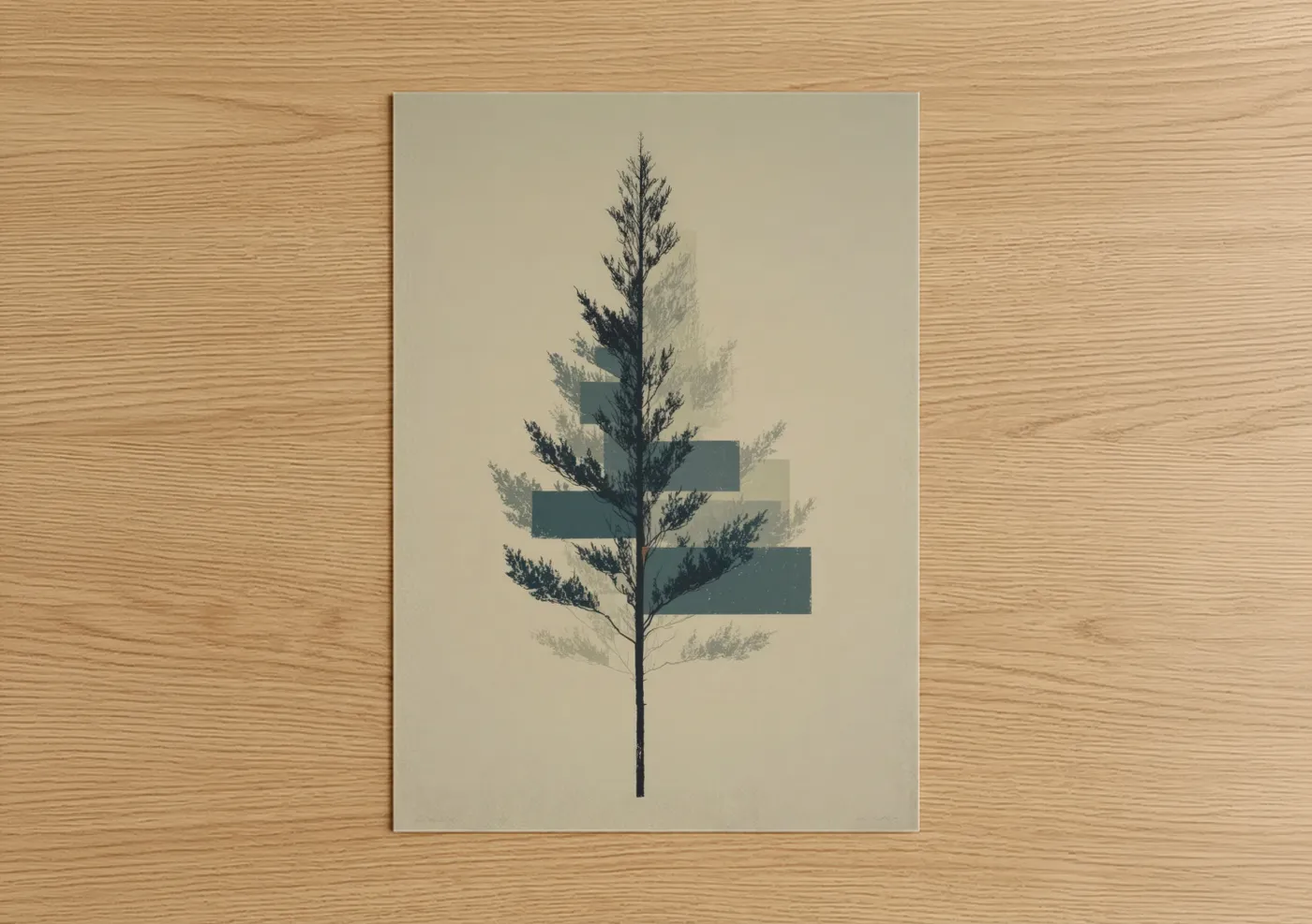 Minimalist Cypress Tree Abstract Wall Art