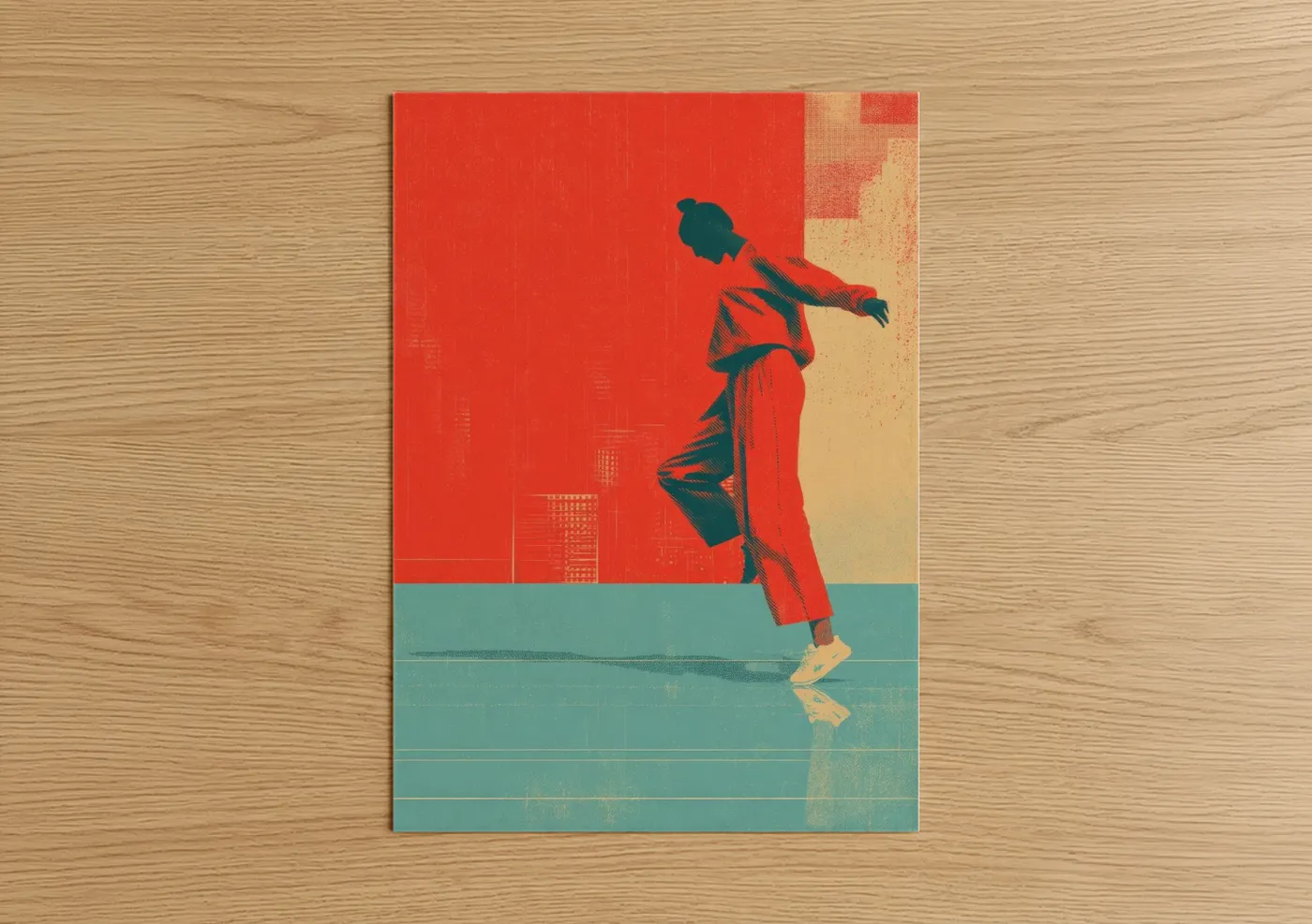 Urban Street Dancer Mid-Jump Red Wall Art