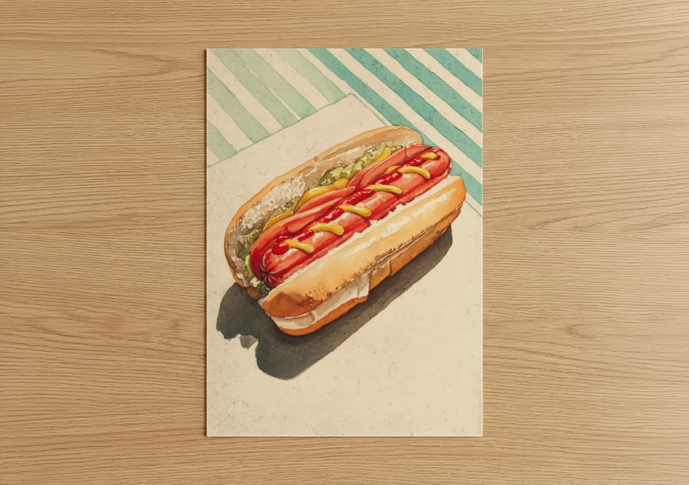 Classic Hot Dog Illustration Retro Wall Art
