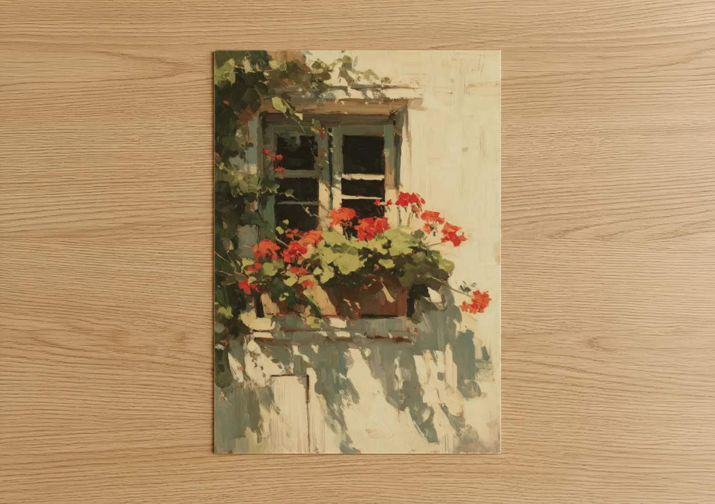 Rustic Geranium Window Box Floral Wall Art