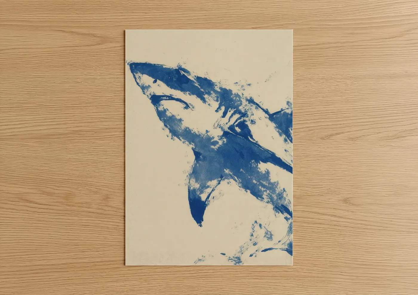 Blue Shark Abstract Modern Art Wall Art