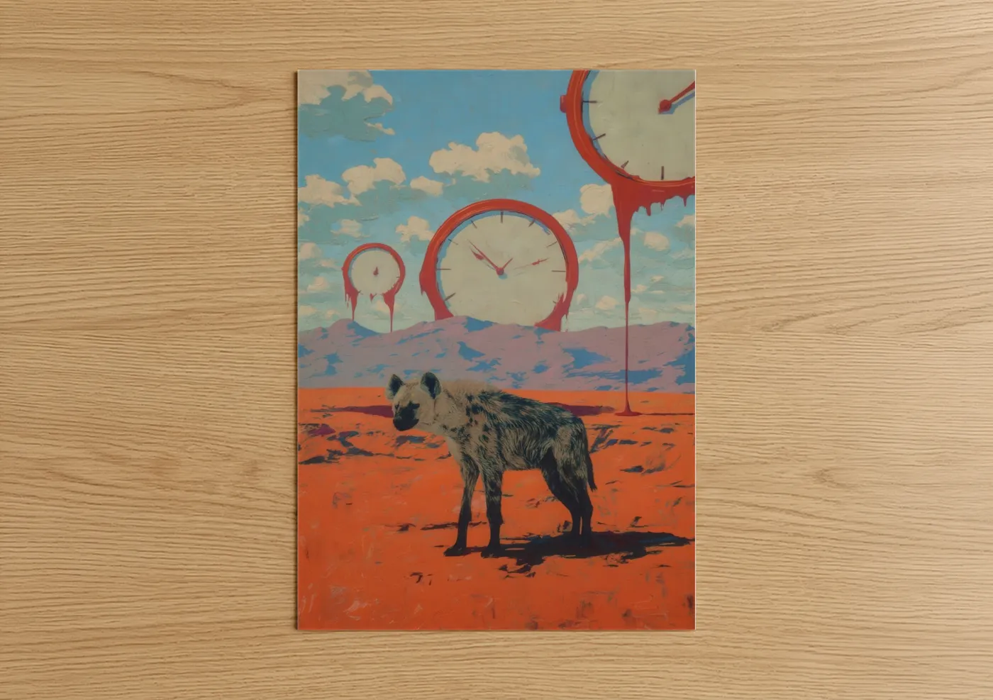 Surreal Desert Hyena Landscape Art Wall Art