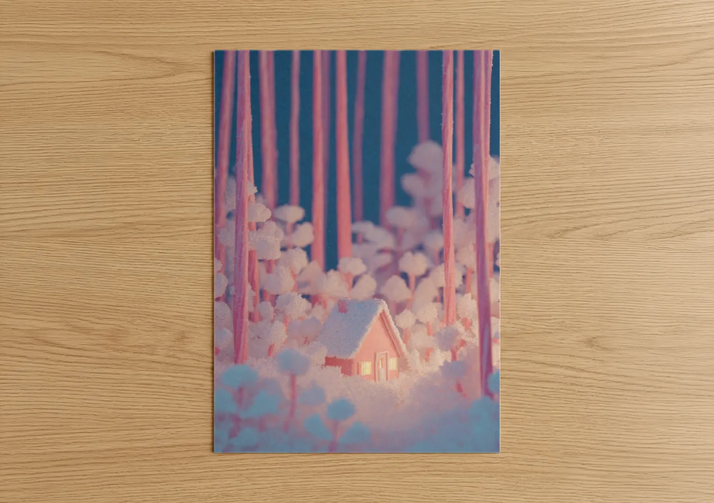 Snowy Fairytale Cottage Winter Forest Wall Art