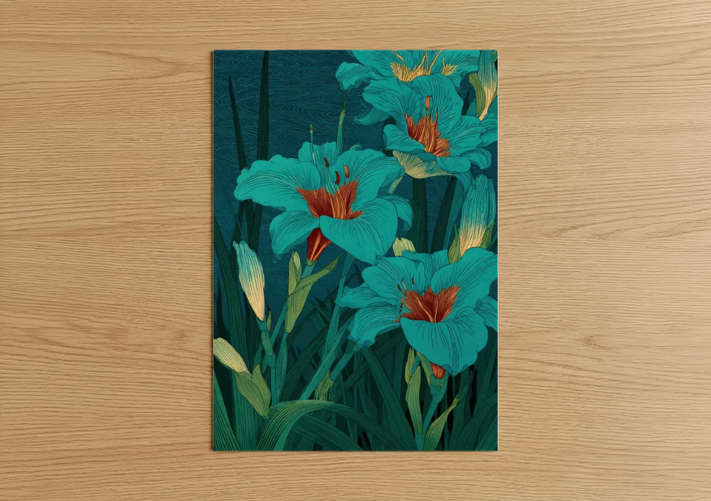 Turquoise Amarillys Botanical Wall Art