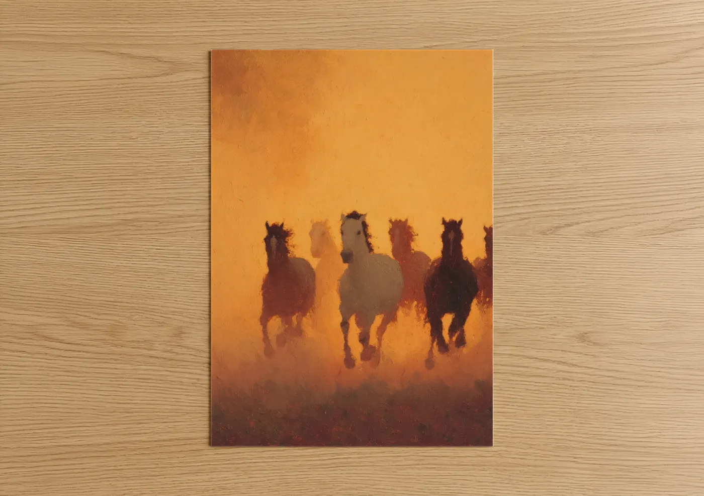 Wild Horses Galloping Desert Dust Wall Art