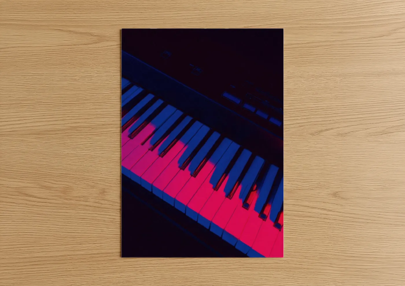 Neon Keyboard Piano Keys Digital Art Wall Art