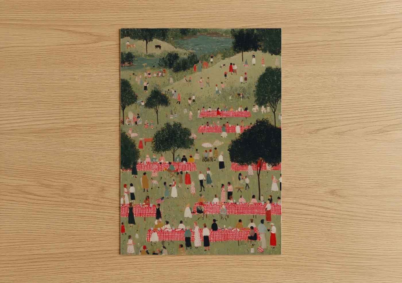 Fourth of July Picnic Celebration Illustration Wall Art