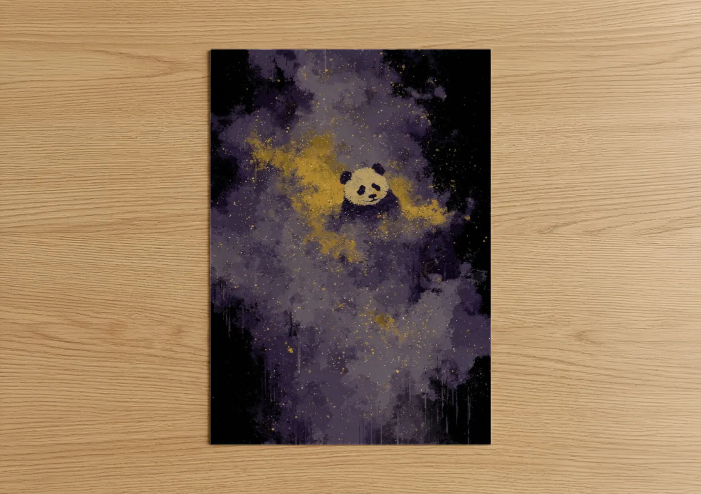 Cosmic Panda Abstract Art Print Wall Art