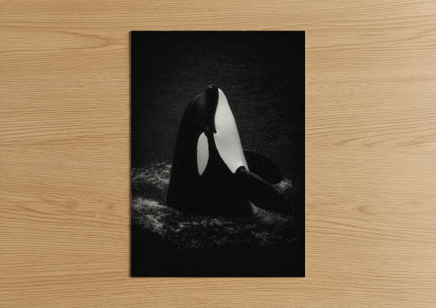 Breaching Orca Whale Black White Wall Art