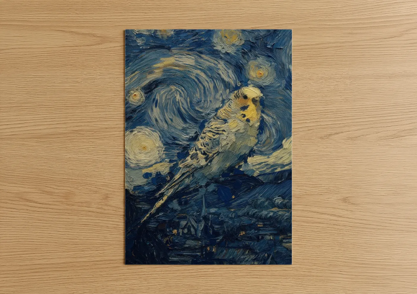 Starry Budgerigar Night Sky Wall Art